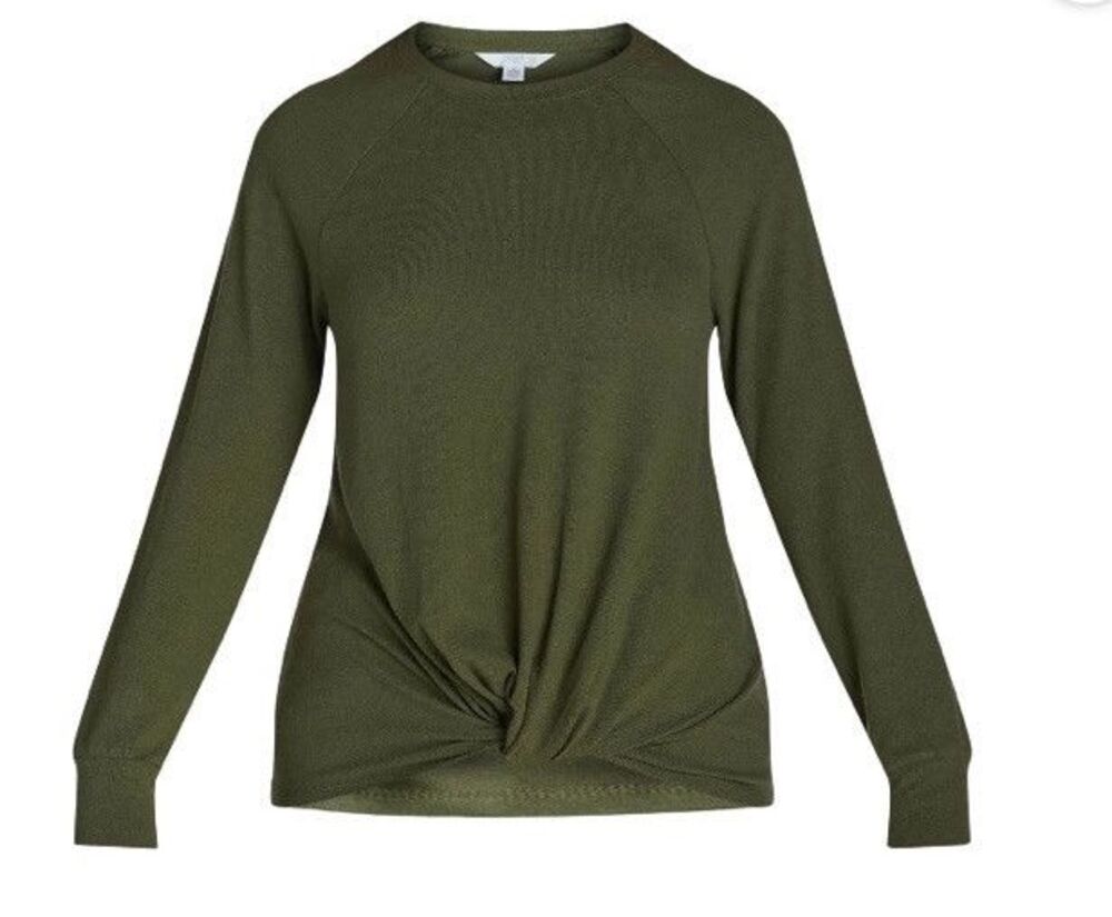 Time and Tru Women's Hacci Knot Front Top Stretch Size 16/18 Green NWT